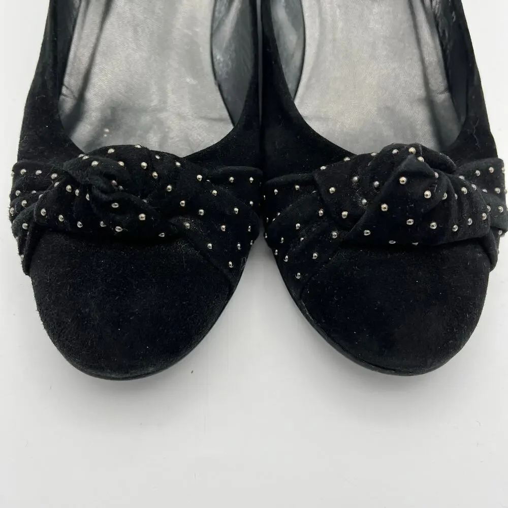 Stuart Weitzman Women's Black Suede Closed Toe Wedge Pumps Size 8 1/2 M